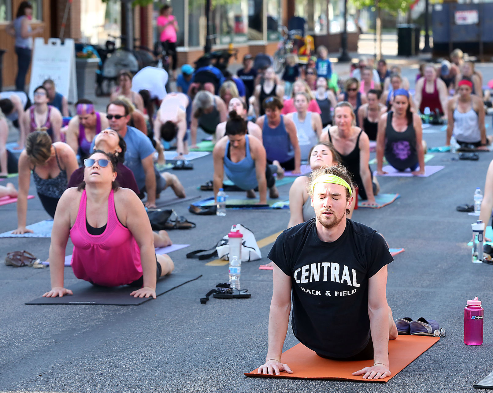 Street yoga in La Crosse